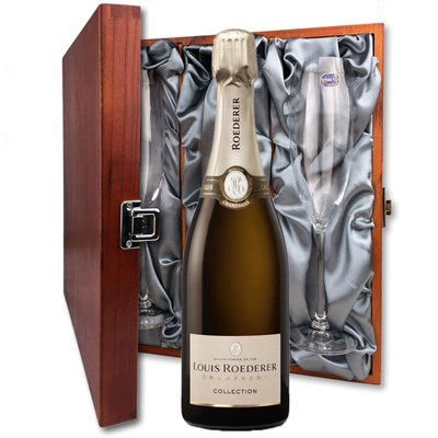 Louis Roederer Collection 242 Champagne 75cl And Flutes In Luxury Presentation Box